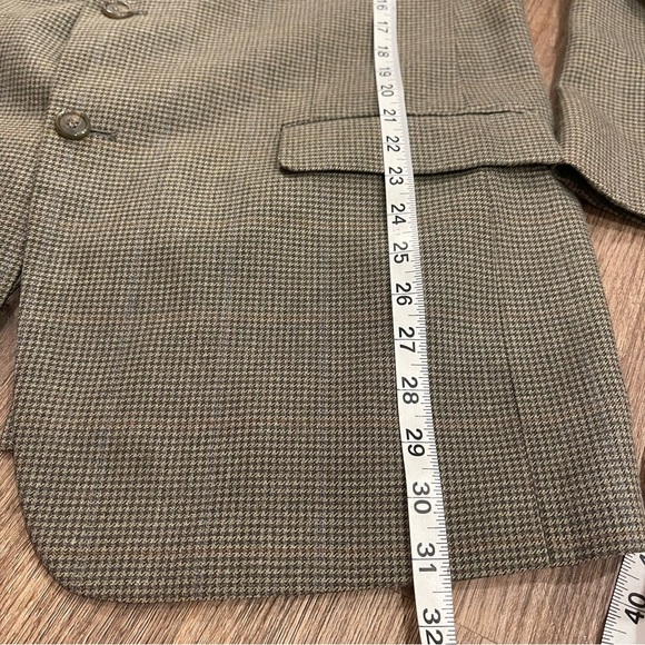 Brooks Brothers 346 Men's 42R Silk Wool Houndstooth Beige Suit Jacket Blazer - Picture 8 of 12